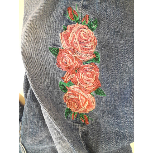 Nova Mens Distressed Ripped Jeans 42 X 32 Rose Embroidered RARE NWT 1085 - Picture 9 of 16